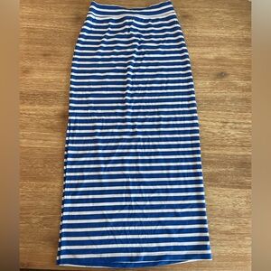 Aerie Blue and White Striped Ribbed Midi Skirt